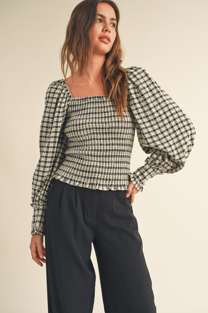 Gingham Smocking Top