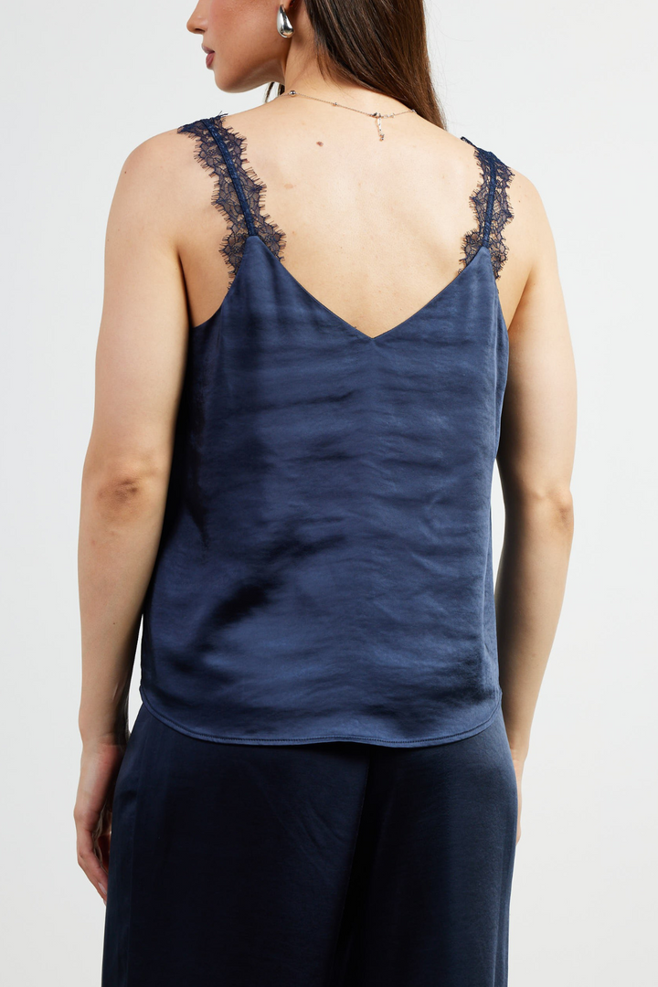 Lizzie Lace Trim Cami- Navy