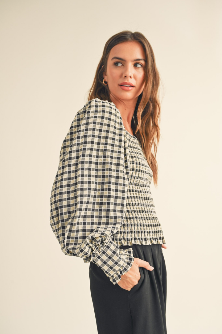 Gingham Smocking Top