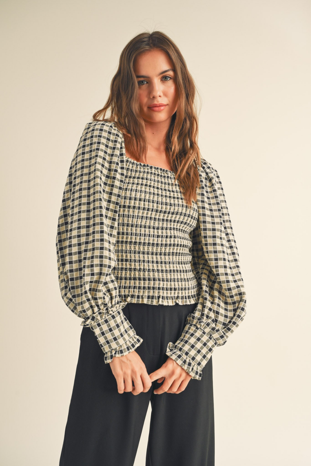 Gingham Smocking Top