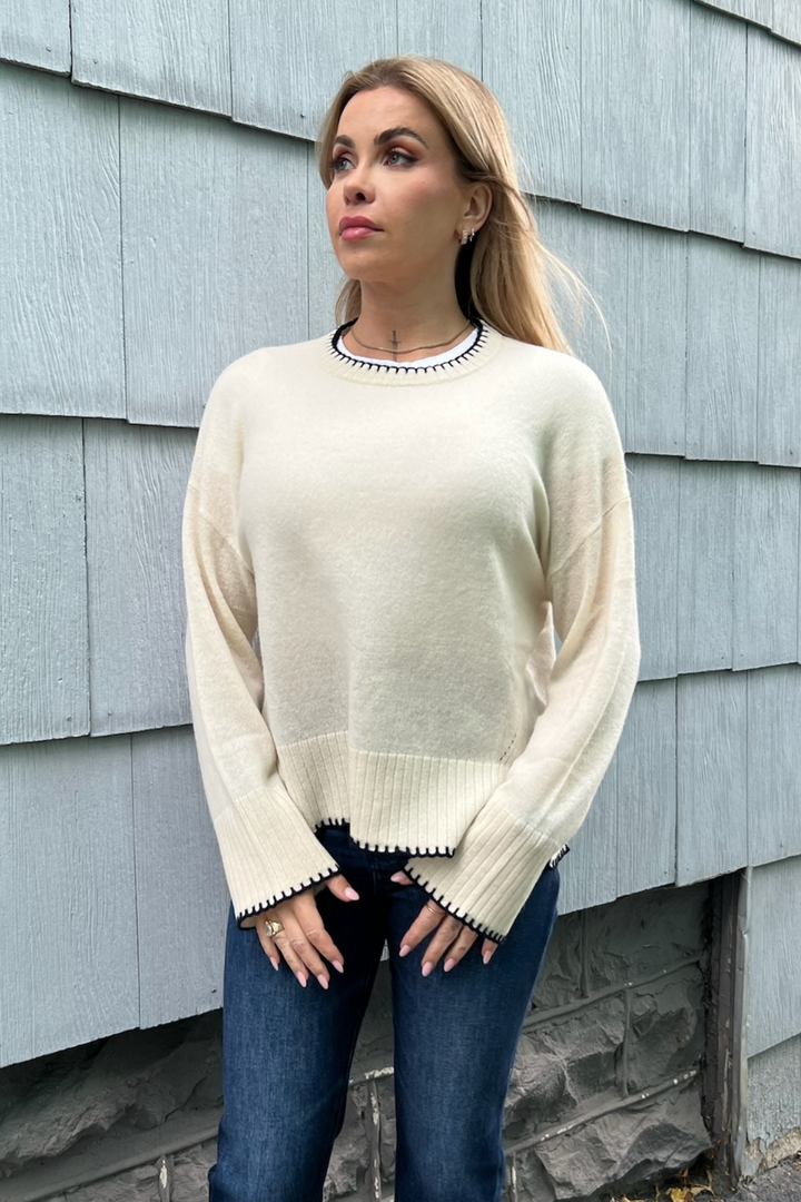 Maisie Cashmere Sweater- Snow Indigo