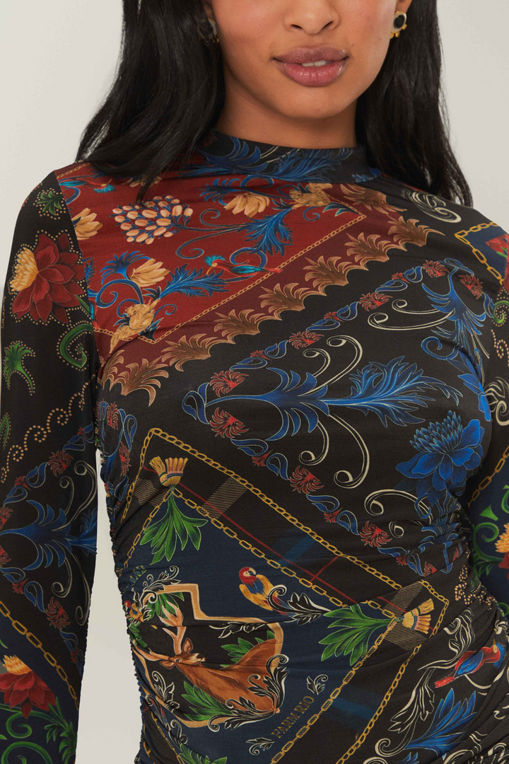 FARM RIO | MIXED ARABESQUE JERSEY BLOUSE