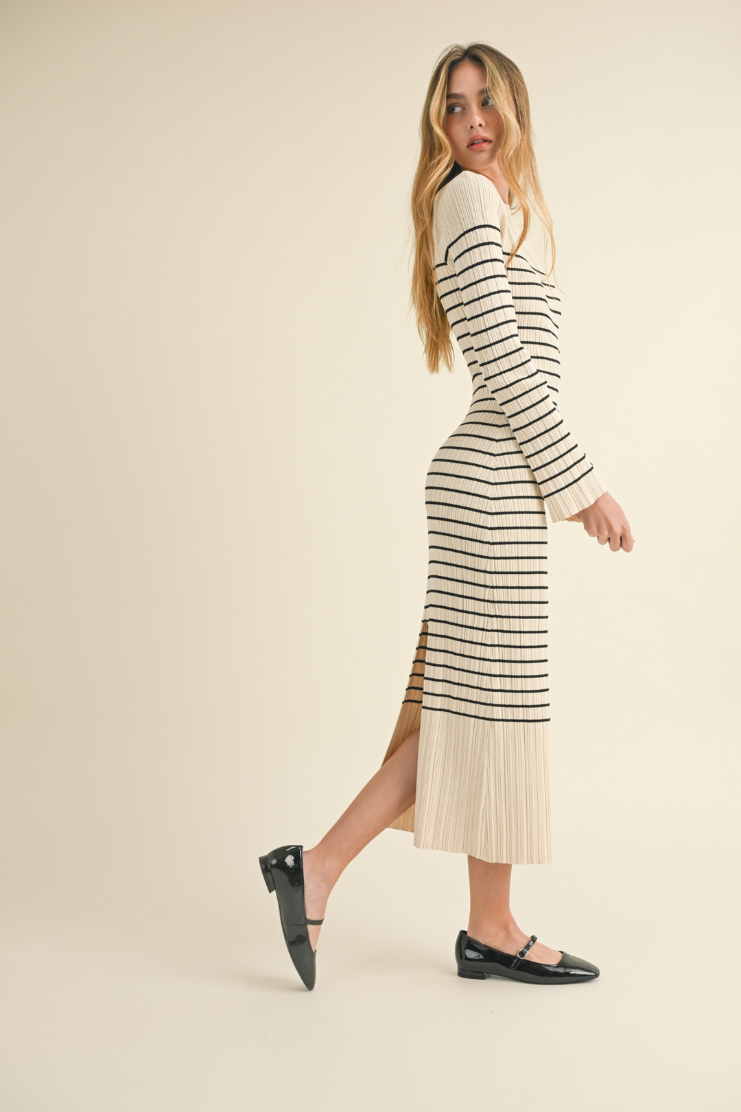 Tara Striped Ribbed Dress