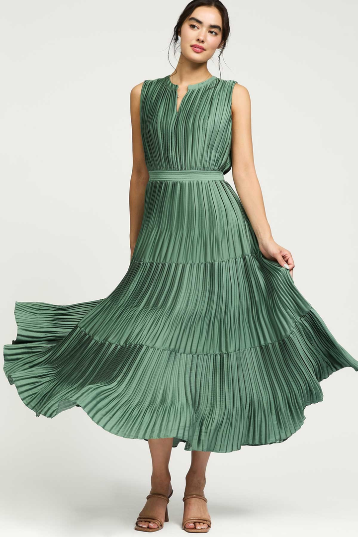 Sage Green Pleated Dress