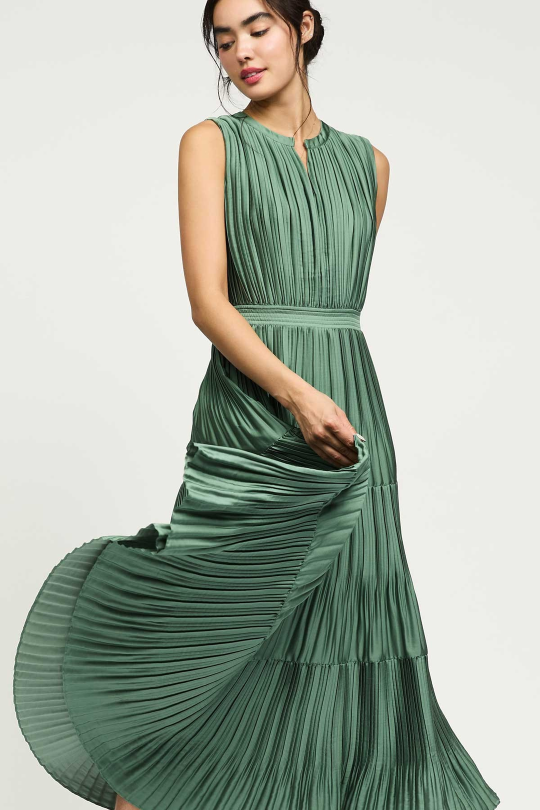 Sage Green Pleated Dress