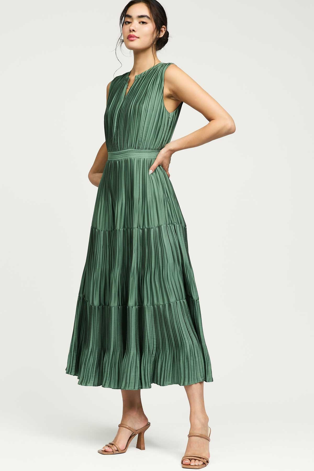 Sage Green Pleated Dress