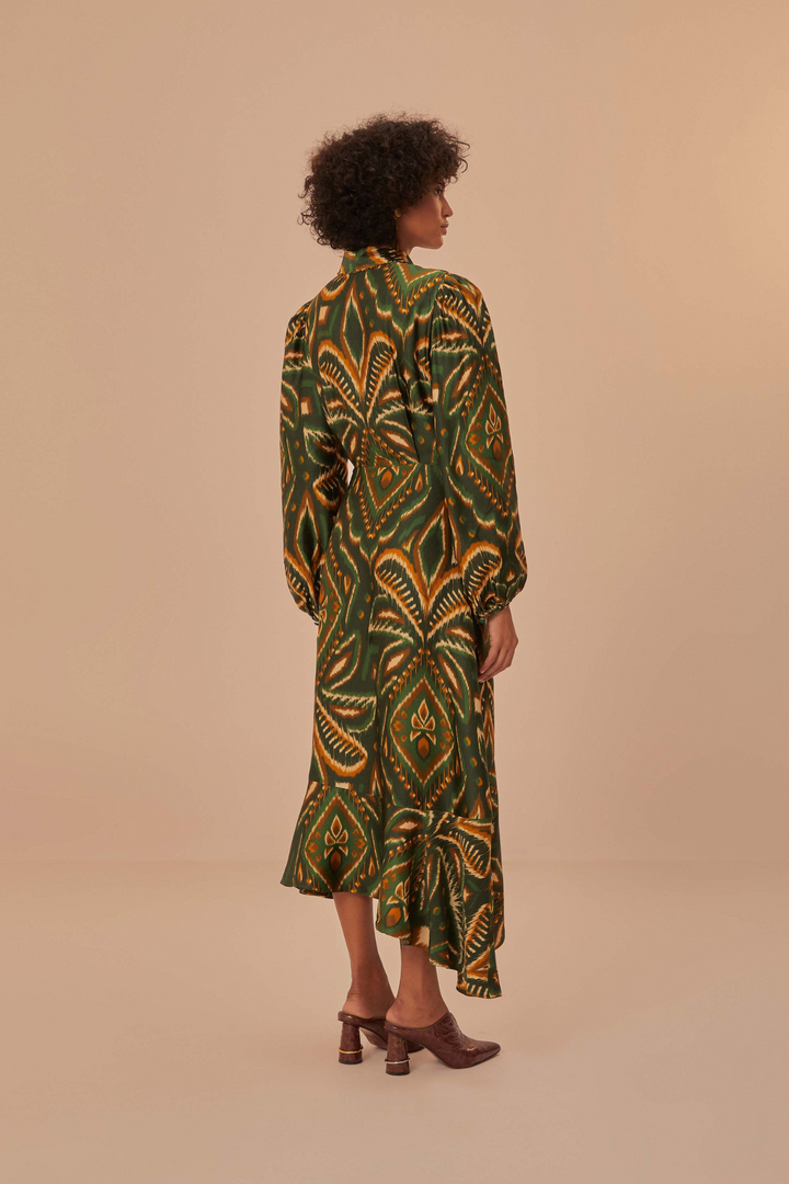 FARM RIO | PINEAPPLE IKAT GREEN MIDI DRESS