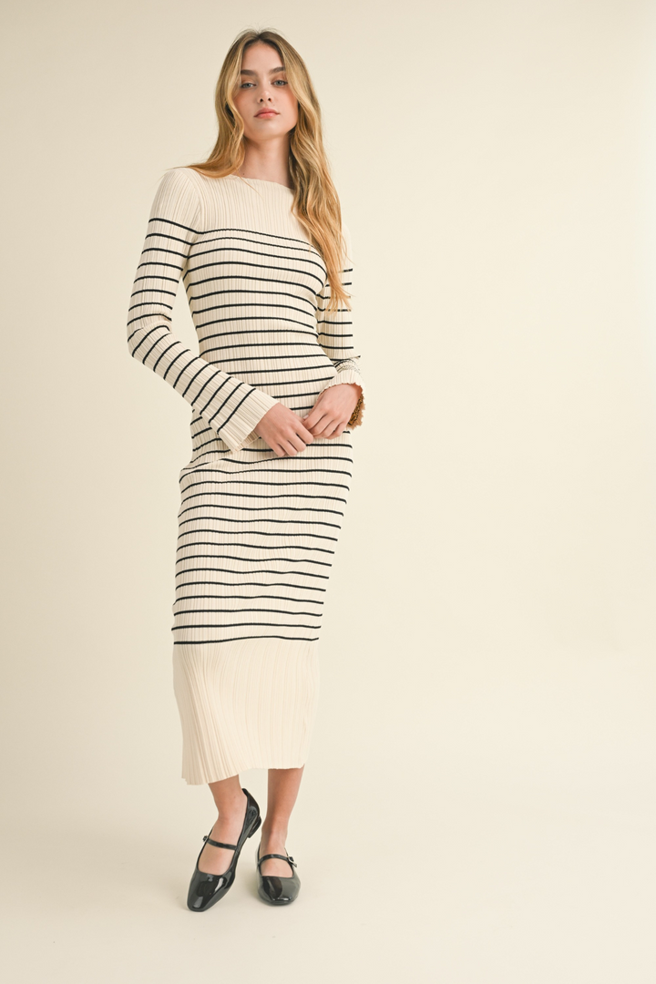 Tara Striped Ribbed Dress