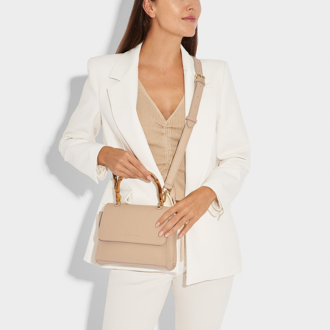 KATIE LOXTON | Ezra Bamboo Handle Bag- Taupe – Half & Half Boutique