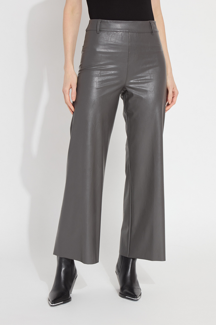 Vegan Leather Wide Leg- Ash