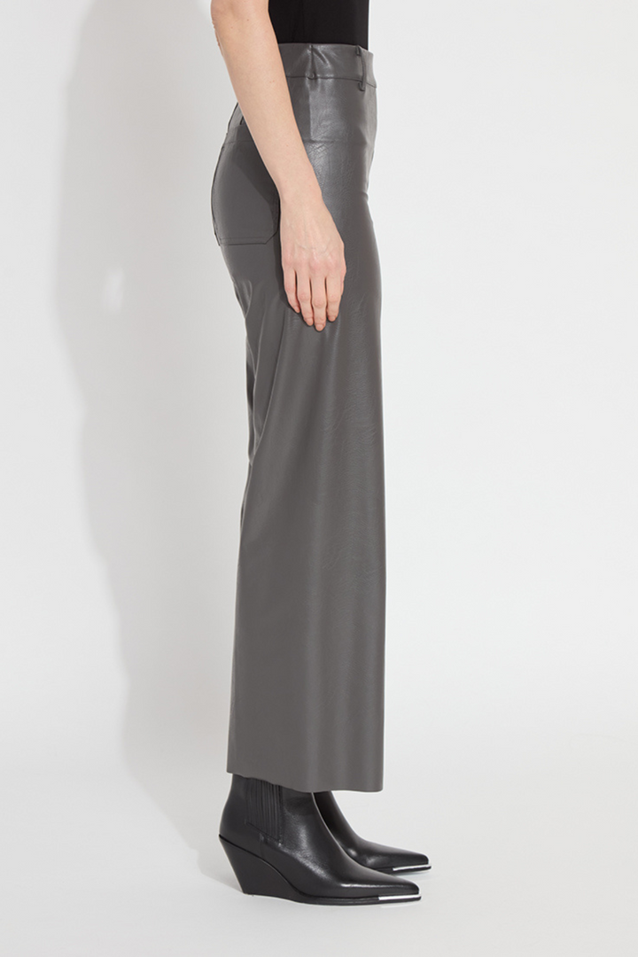 Vegan Leather Wide Leg- Ash