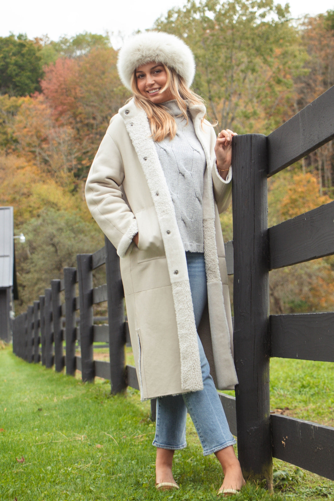 Esther Reversible Sheepskin Jacket - Cream