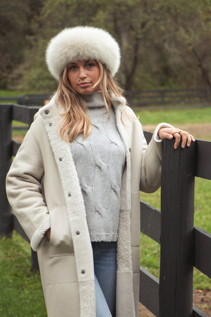 Esther Reversible Sheepskin Jacket - Cream