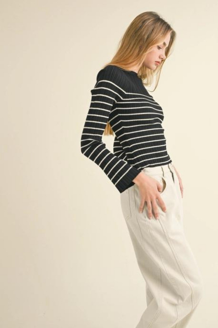 Erin Stripe Shirt- Black