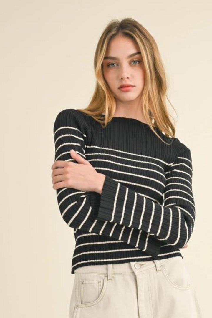 Erin Stripe Shirt- Black