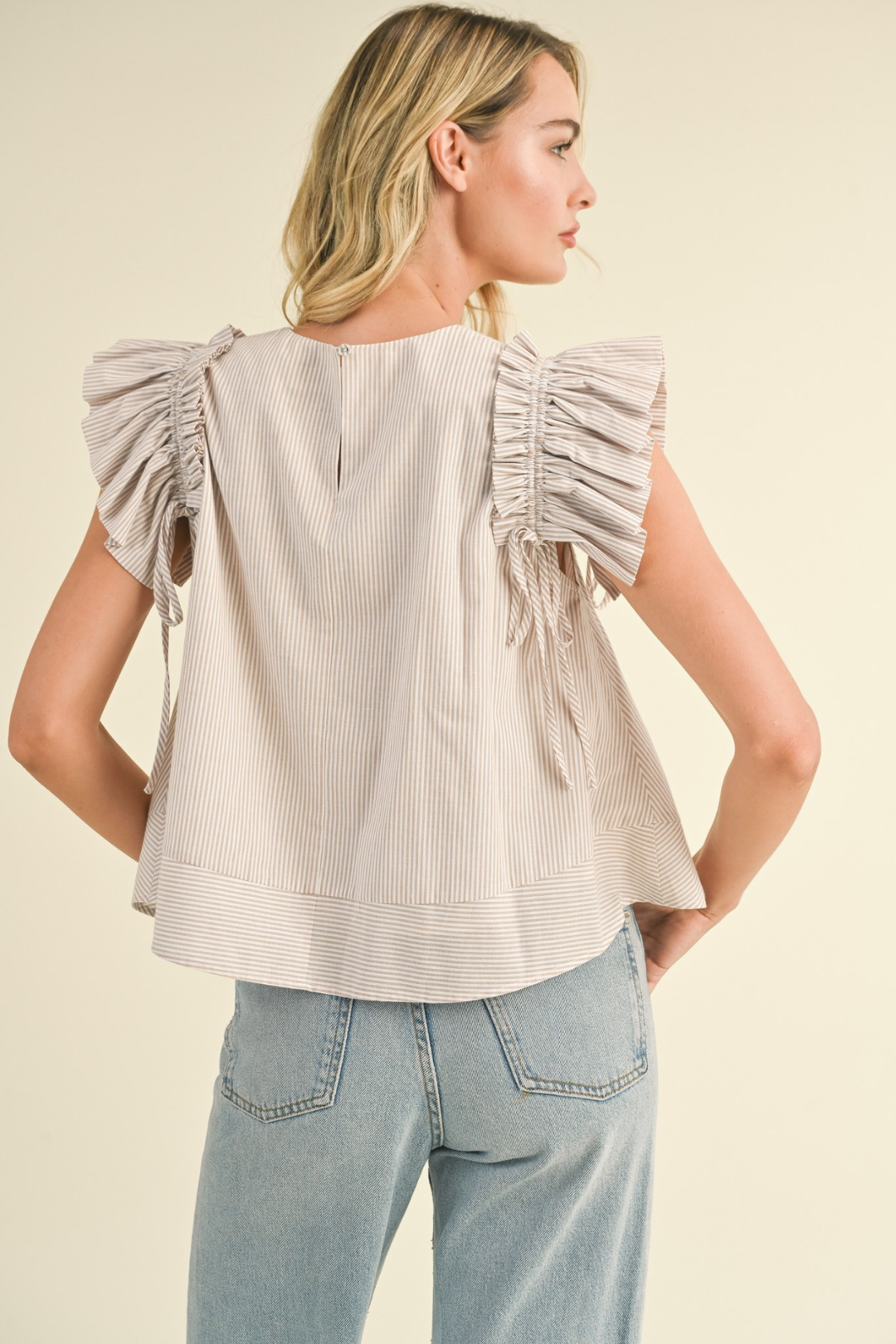 Taupe Flutter Sleeve Top